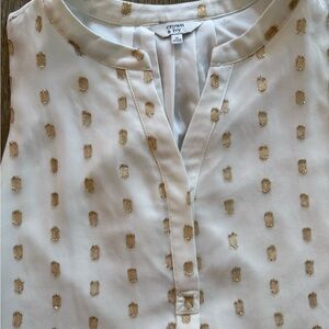 Crown & Ivy White and Gold Polka Dot Blouse
